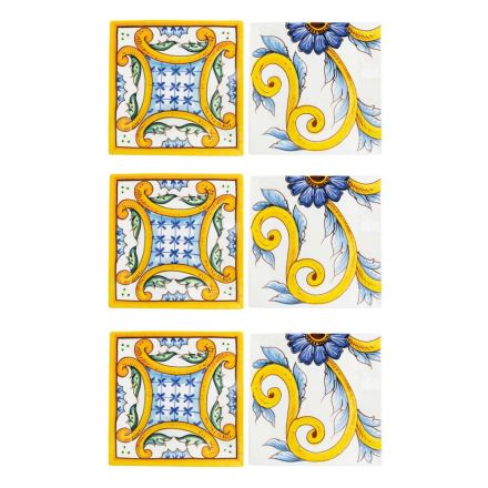 Platos Cuadrados En Porcelana De Color Mayólica Decoración 6 Piezas - Azulejo viadurini