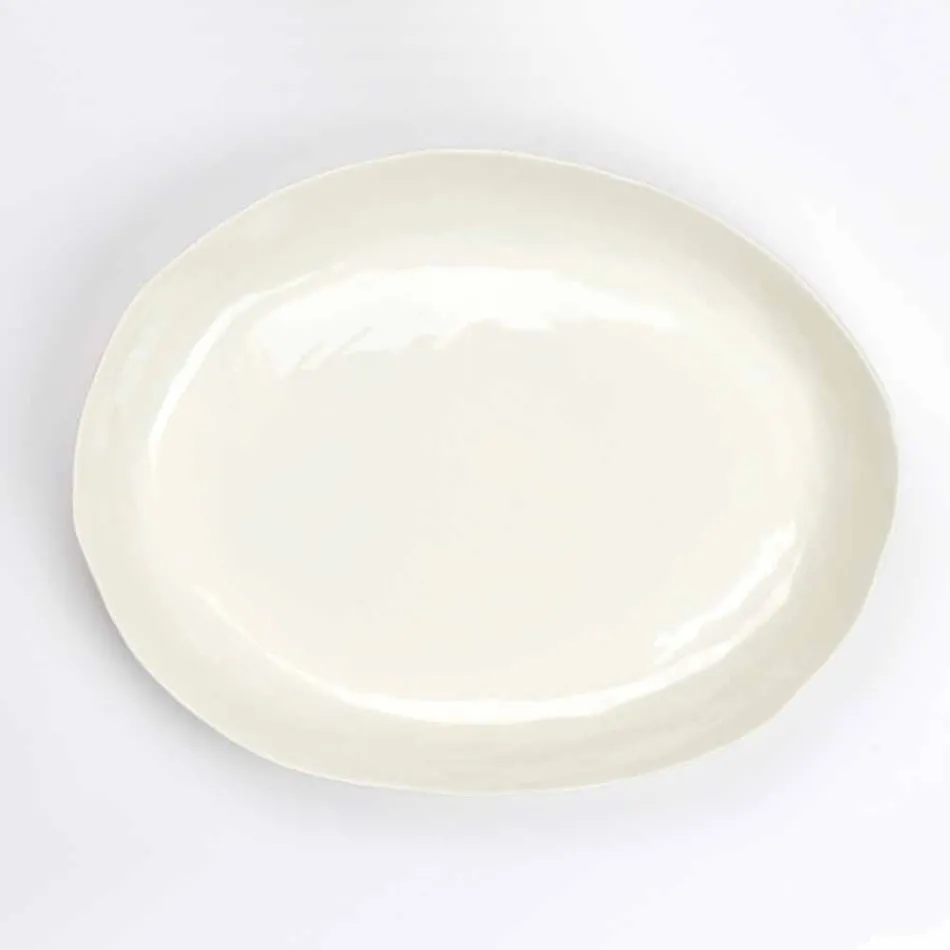 Plato de servicio ovalado de porcelana blanca de diseño de lujo - Arcimaesta viadurini
