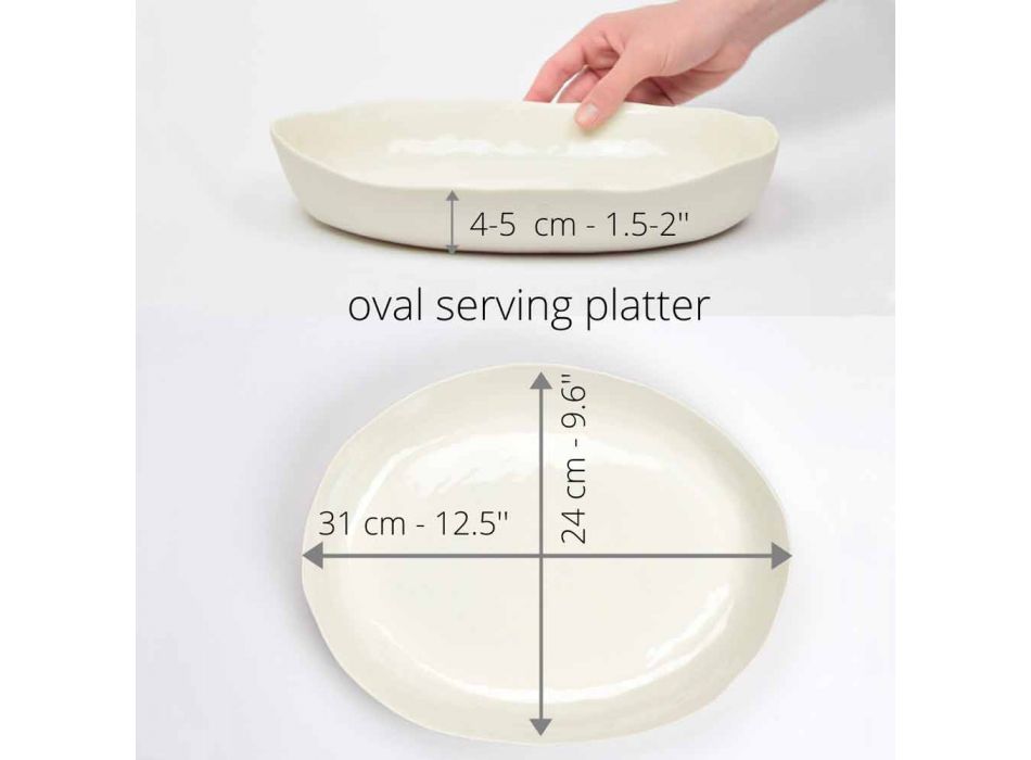 Plato de servicio ovalado de porcelana blanca de diseño de lujo - Arcimaesta viadurini