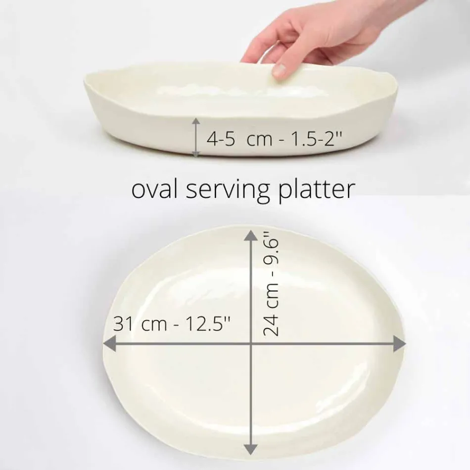 Plato de servicio ovalado de porcelana blanca de diseño de lujo - Arcimaesta viadurini