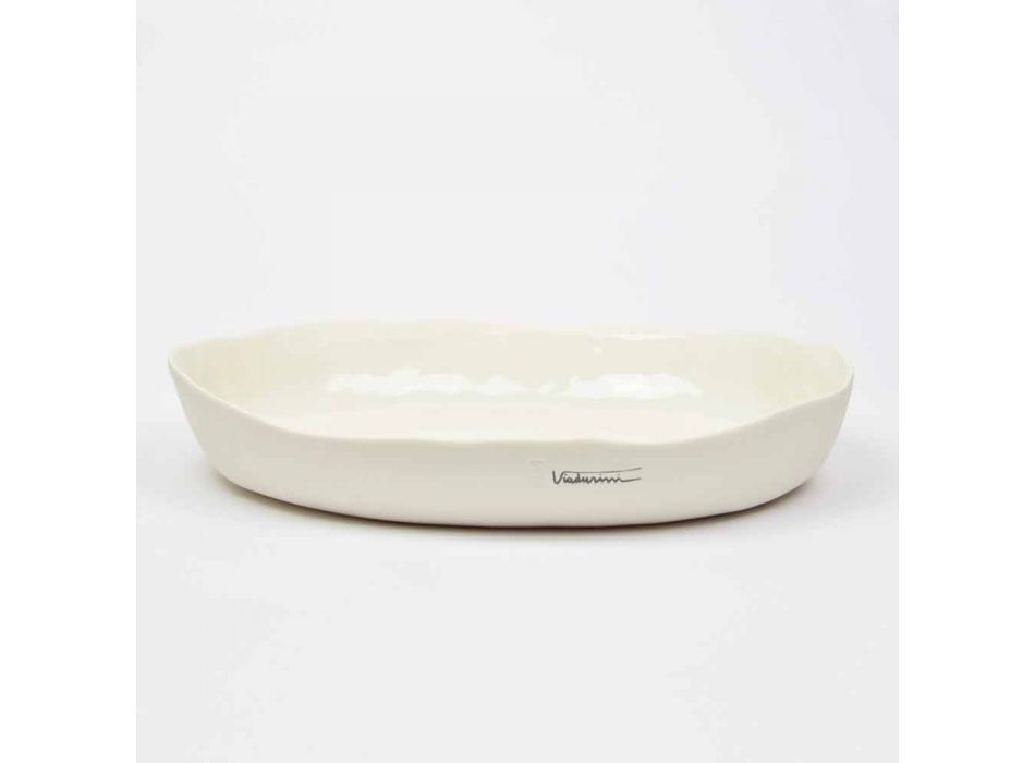 Plato de servicio ovalado de porcelana blanca de diseño de lujo - Arcimaesta viadurini