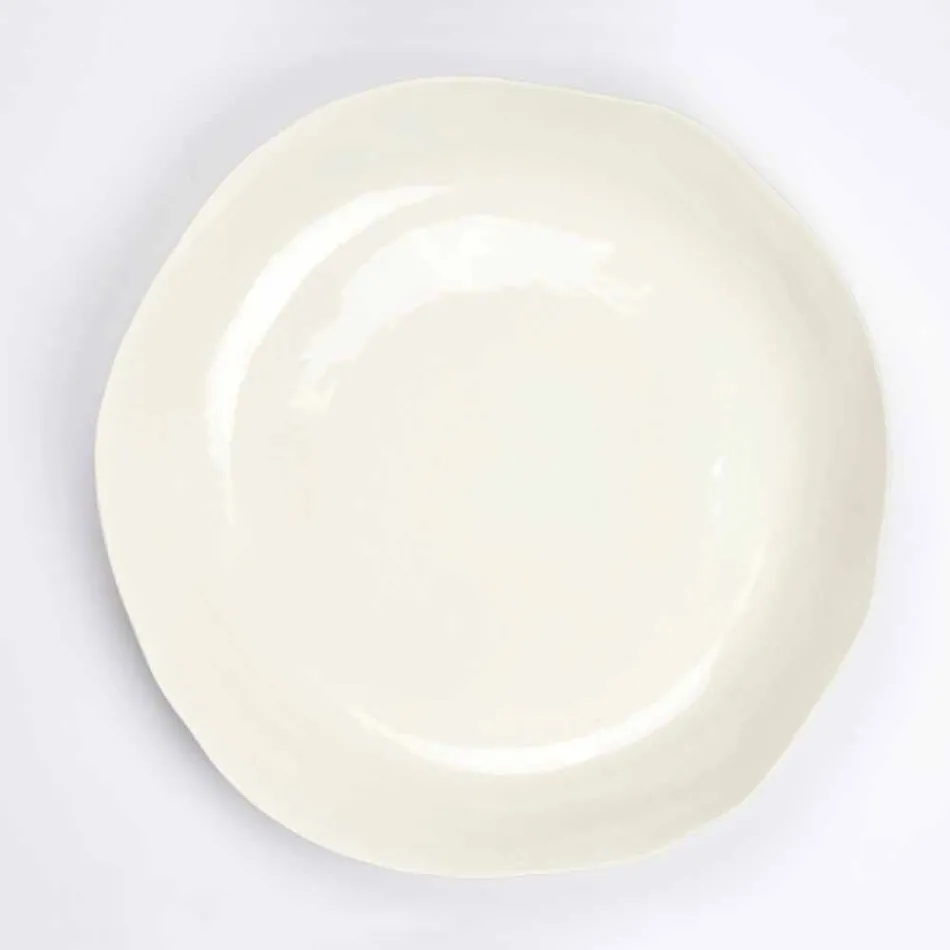 Plato de servicio redondo italiano de lujo de porcelana blanca - Arcimaesta viadurini