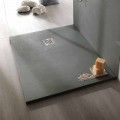Plato de ducha 120x80 cm de resina efecto cemento de diseño moderno - Cupio