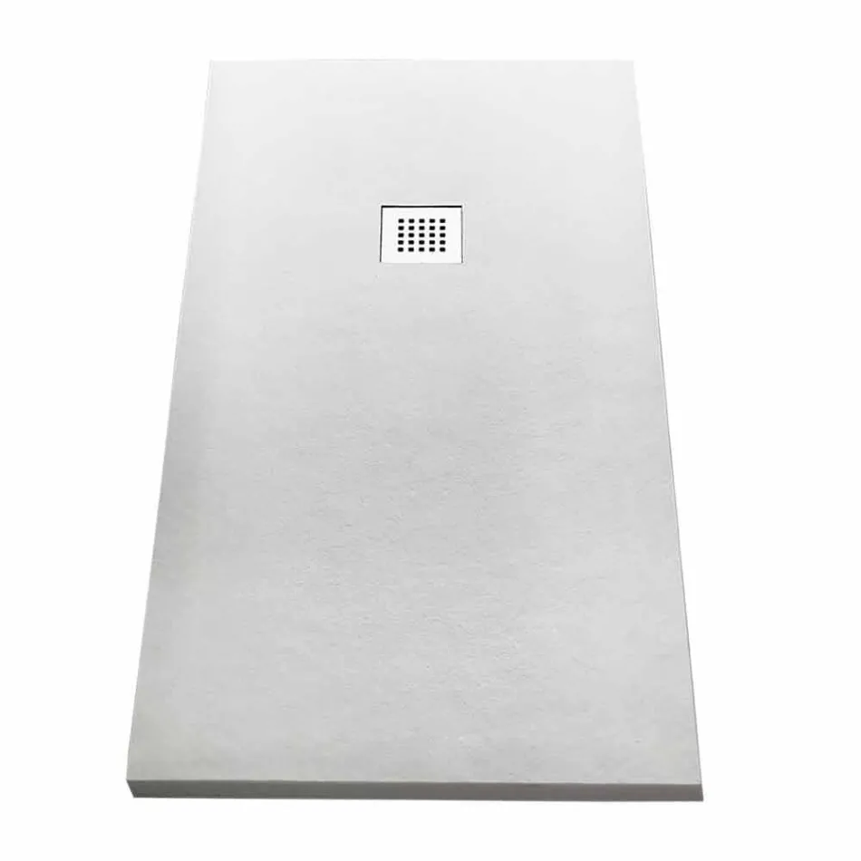 Plato de ducha 170x70 de resina efecto piedra con rejilla de acero - Domio viadurini