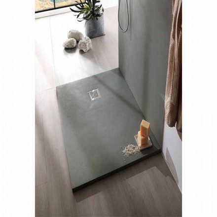 Plato de ducha 170x80 de diseño moderno en resina efecto cemento - Cupio viadurini