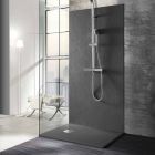 Plato de ducha moderno 90x80 de efecto resina piedra y acero - Domio viadurini