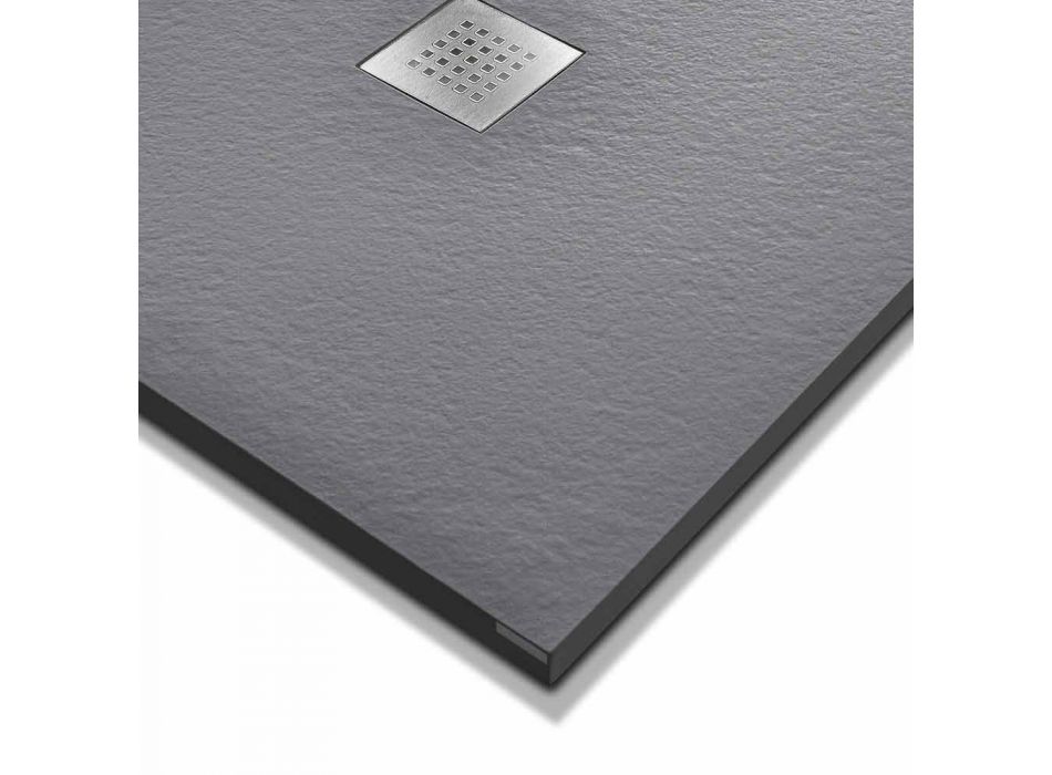Plato de ducha moderno 90x80 de efecto resina piedra y acero - Domio viadurini