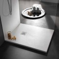 Plato de ducha moderno cuadrado 90x90 en resina efecto piedra - Domio