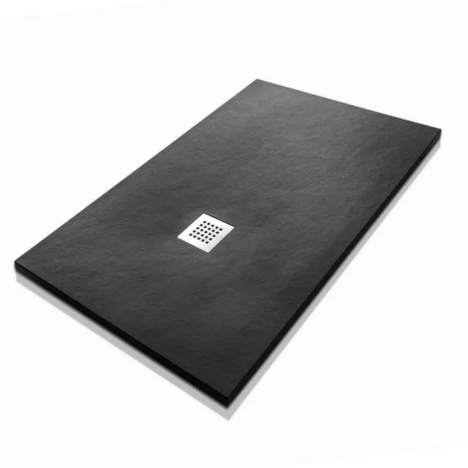 Plato de ducha rectangular 140x80 de resina con rejilla de acero - Domio viadurini