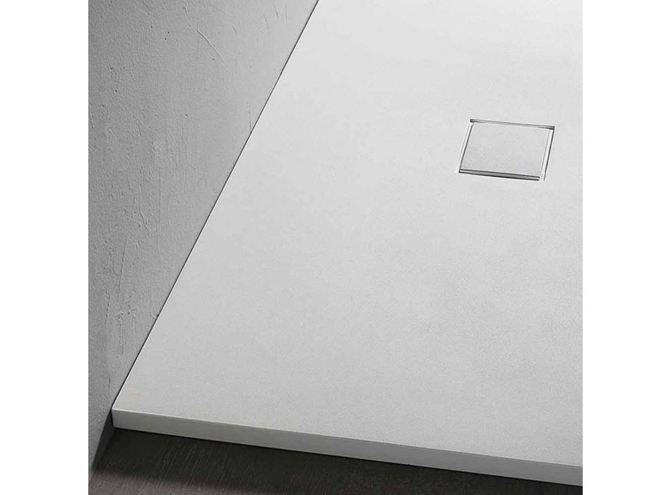 Plato de ducha rectangular 160x70 cm en resina blanca de diseño moderno - Estimo viadurini