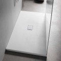 Plato de ducha rectangular 160x70 cm en resina blanca de diseño moderno - Estimo