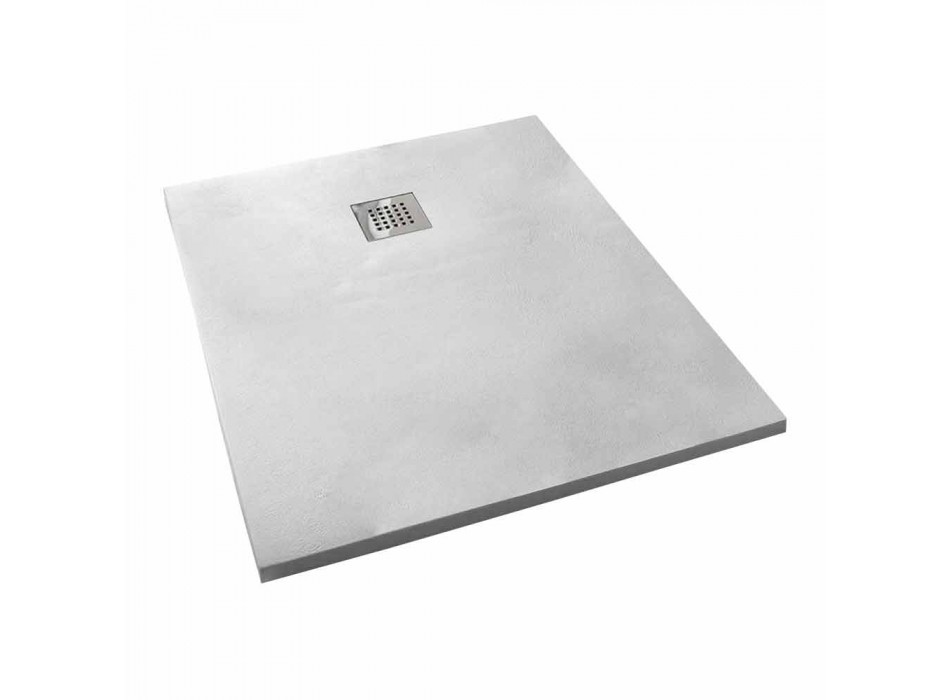 Plato de ducha rectangular moderno de resina efecto cemento 90x70 cm - Cupio viadurini