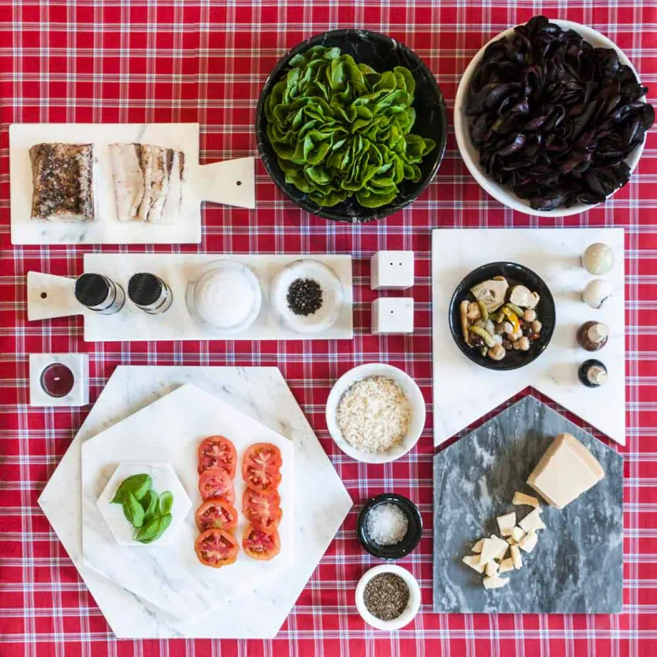 Plato de Servicio Hexagonal en Mármol Blanco de Carrara o Marquinia Negro - Ludivine viadurini
