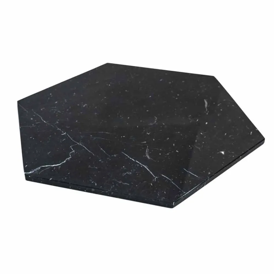 Plato de Servicio Hexagonal en Mármol Blanco de Carrara o Marquinia Negro - Ludivine viadurini
