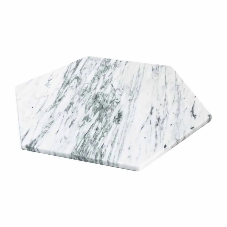 Plato de Servicio Hexagonal en Mármol Blanco de Carrara o Marquinia Negro - Ludivine viadurini