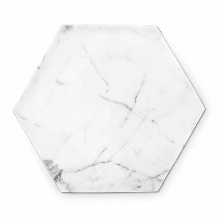Plato de diseño hexagonal en mármol blanco de Carrara hecho en Italia - Sintia viadurini