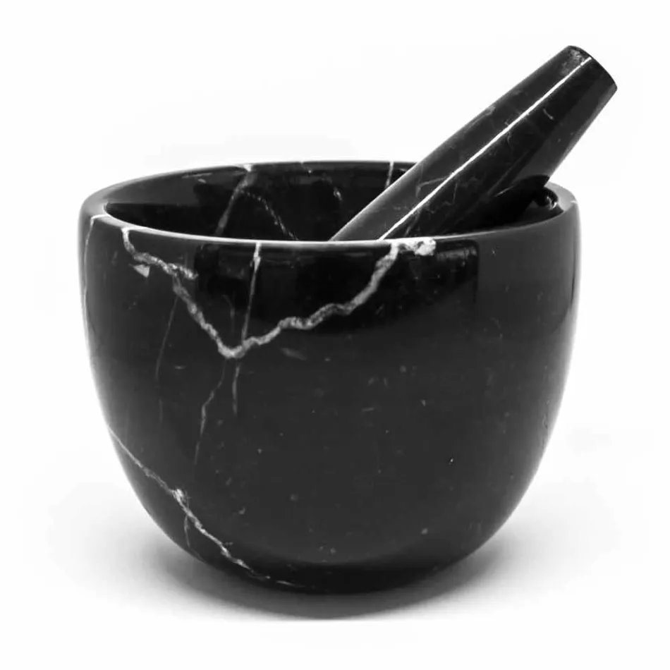 Pequeño Mortero con Mortero en Mármol Blanco Carrara Hecho en Italia - Mirel viadurini