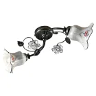 Lámpara de Techo 2 Luces en Metal y Cerámica con Rosas Pintadas a Mano - Pisa viadurini