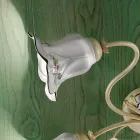 Lámpara de techo de 4 luces en metal y cerámica con rosas pintadas a mano - Pisa viadurini