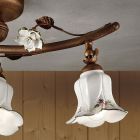 Lámpara de techo artesanal de cerámica de 3 luces con decoración de rosas - Pisa viadurini