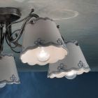 Lámpara de Techo con 3 o 5 Luces en Cerámica Efecto Bordado Pintada a Mano - Ravenna viadurini