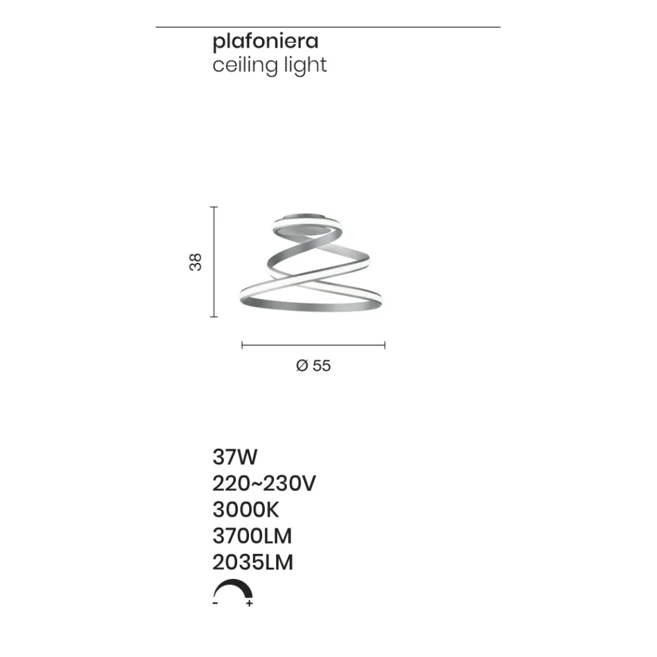 Lámpara de techo LED de metal pintado en blanco de diseño moderno - Rivolta viadurini