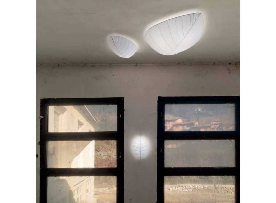 Lámpara de pared en metal y diseño de licra blanca en 3 dimensiones - Follaje viadurini