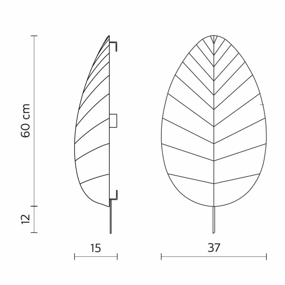 Lámpara de pared en metal y diseño de licra blanca en 3 dimensiones - Follaje viadurini