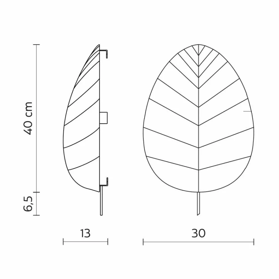 Lámpara de pared en metal y diseño de licra blanca en 3 dimensiones - Follaje viadurini
