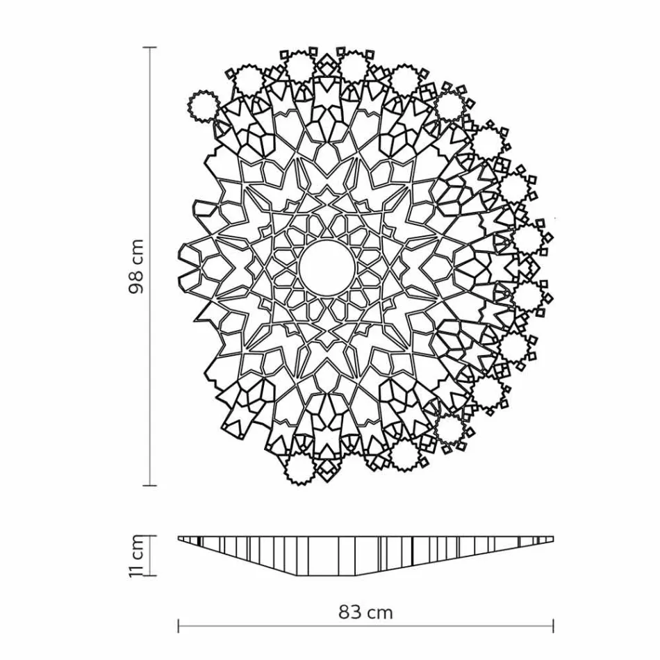 Aplique de luz de techo en Tecnopolímero Diseño Blanco o Dorado 2 Tamaños - Catedral viadurini