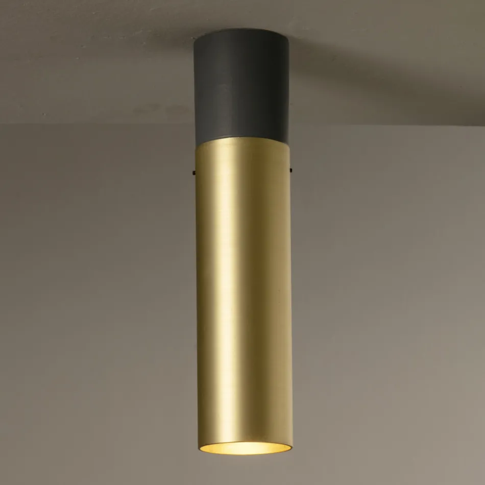 Lámpara de techo artesanal en cerámica y latón Made in Italy - Toscot Match viadurini