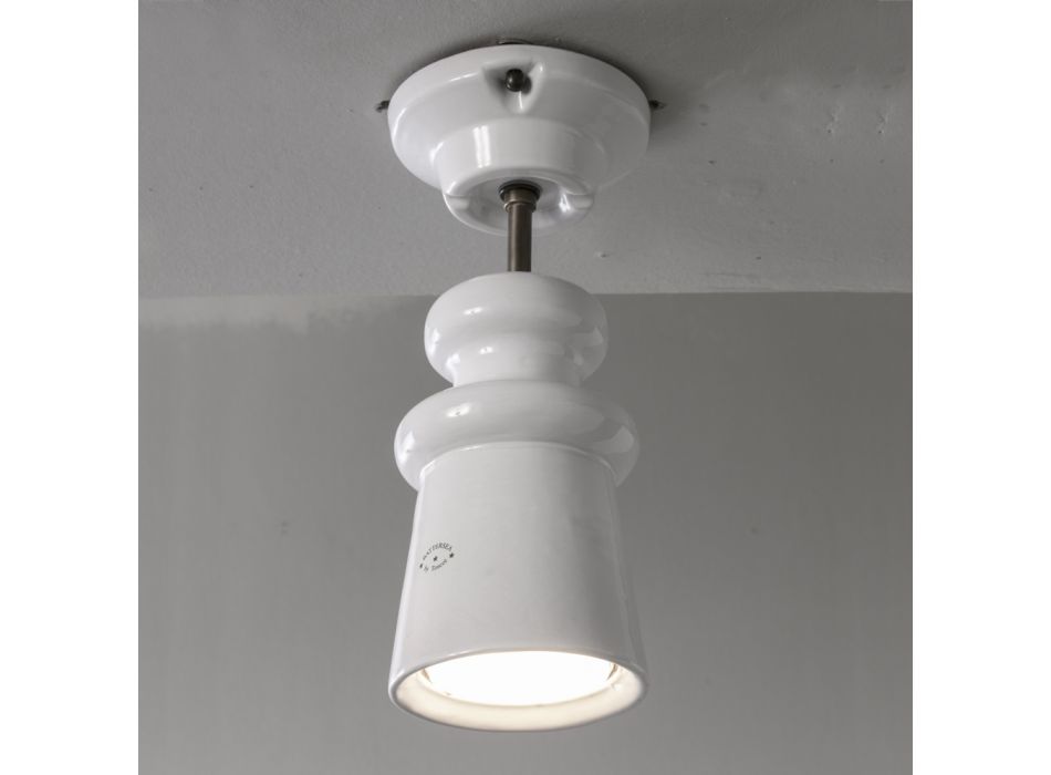 Lámpara de techo artesanal en mayólica y aluminio Made in Italy - Toscot Battersea viadurini