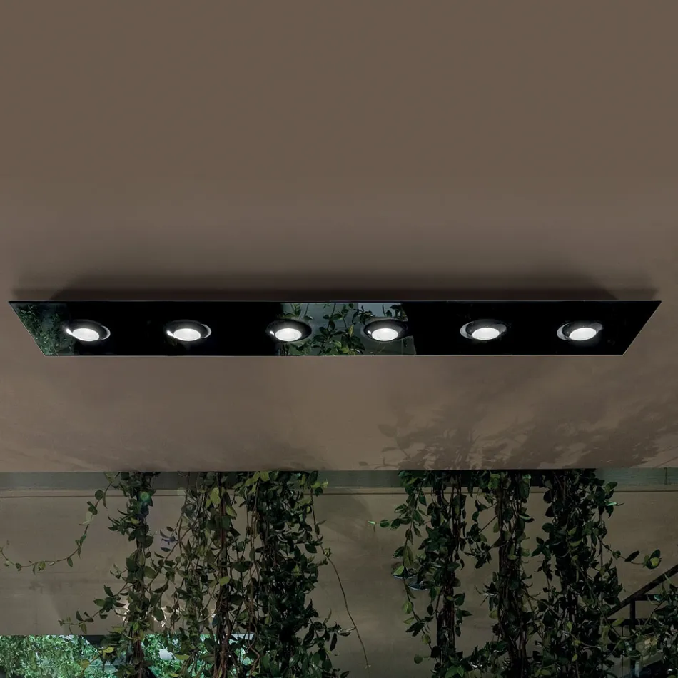 Lámpara de techo con placa de vidrio plano y bajos - Kora viadurini