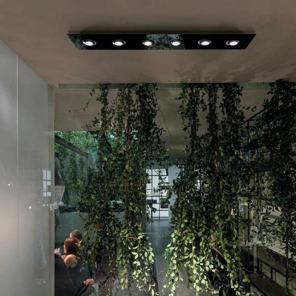 Lámpara de techo con placa de vidrio plano y bajos - Kora viadurini