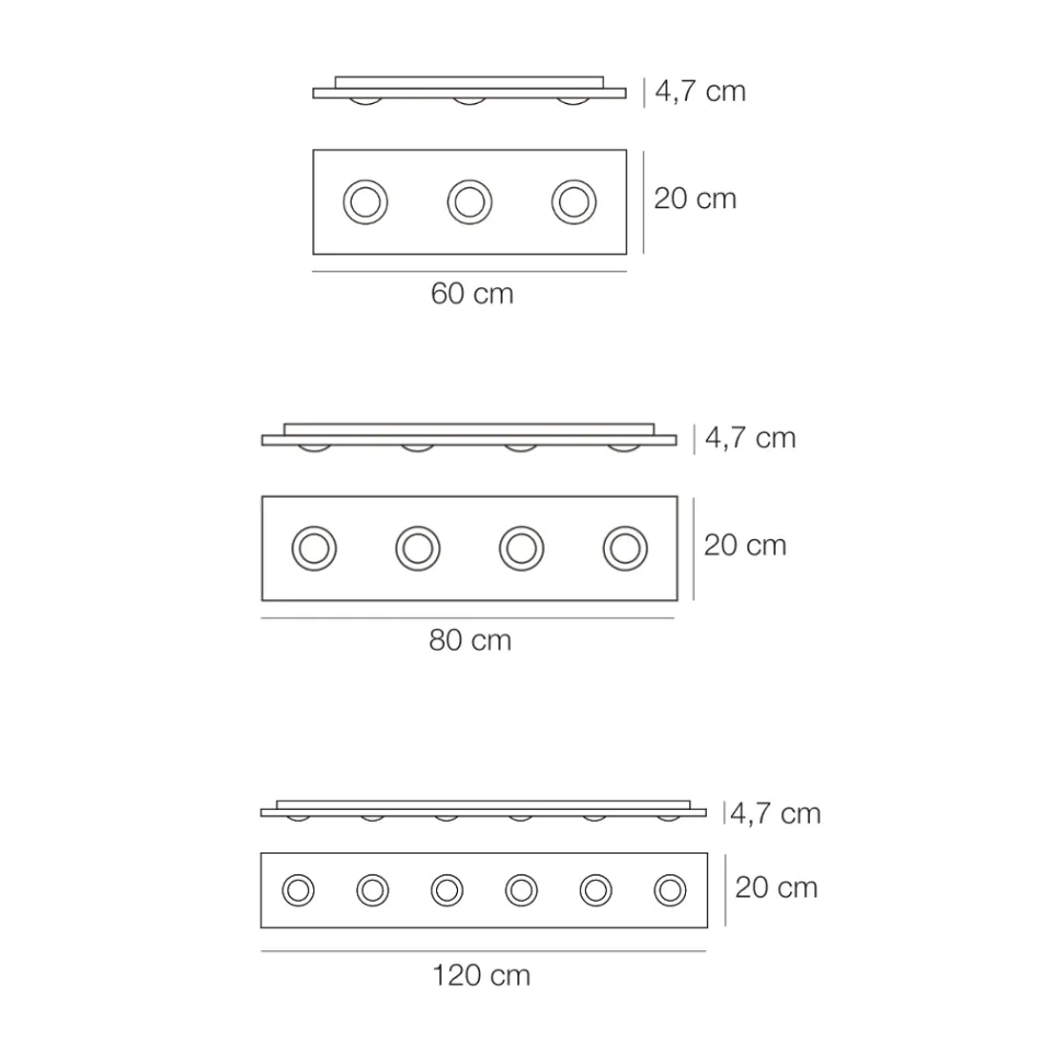 Lámpara de techo con placa de vidrio plano y bajos - Kora viadurini
