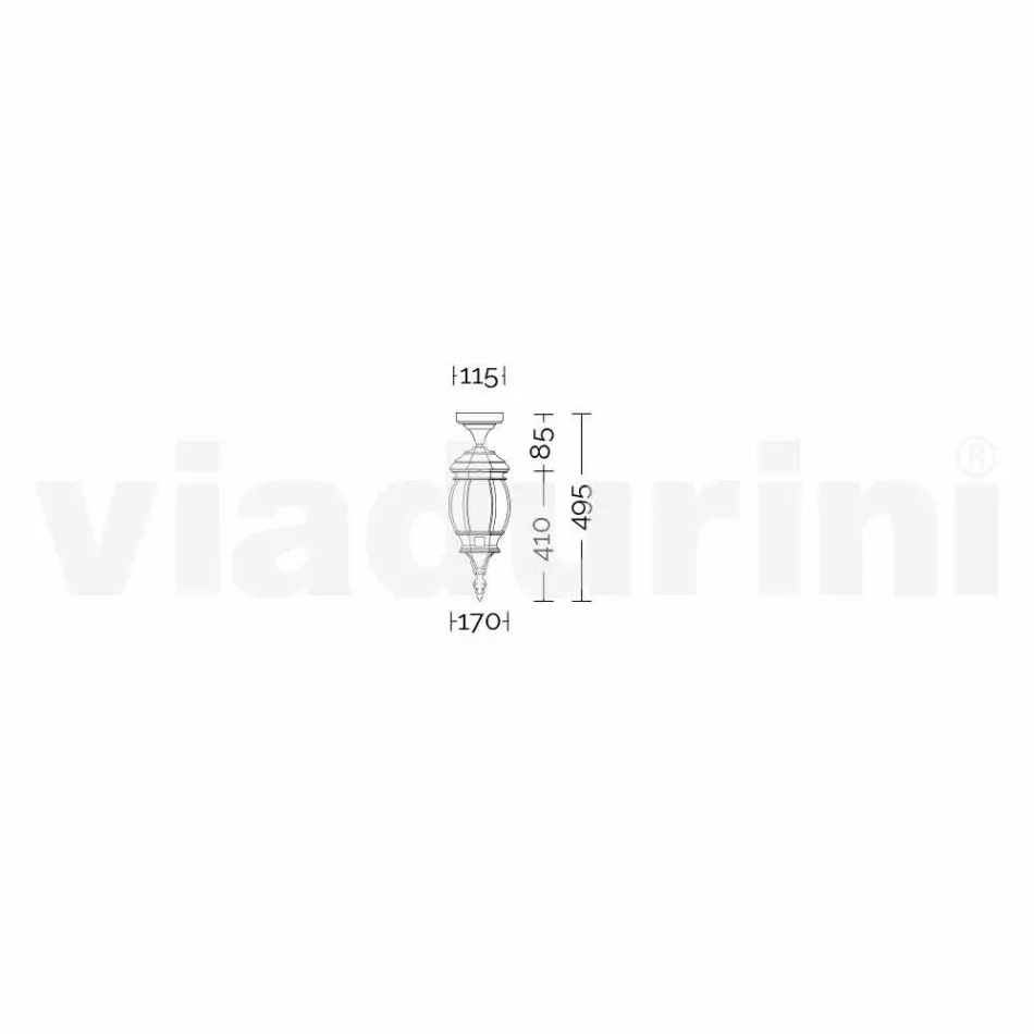 Lámpara de techo para exteriores de aluminio fundido a presión fabricada en Italia, Anika viadurini