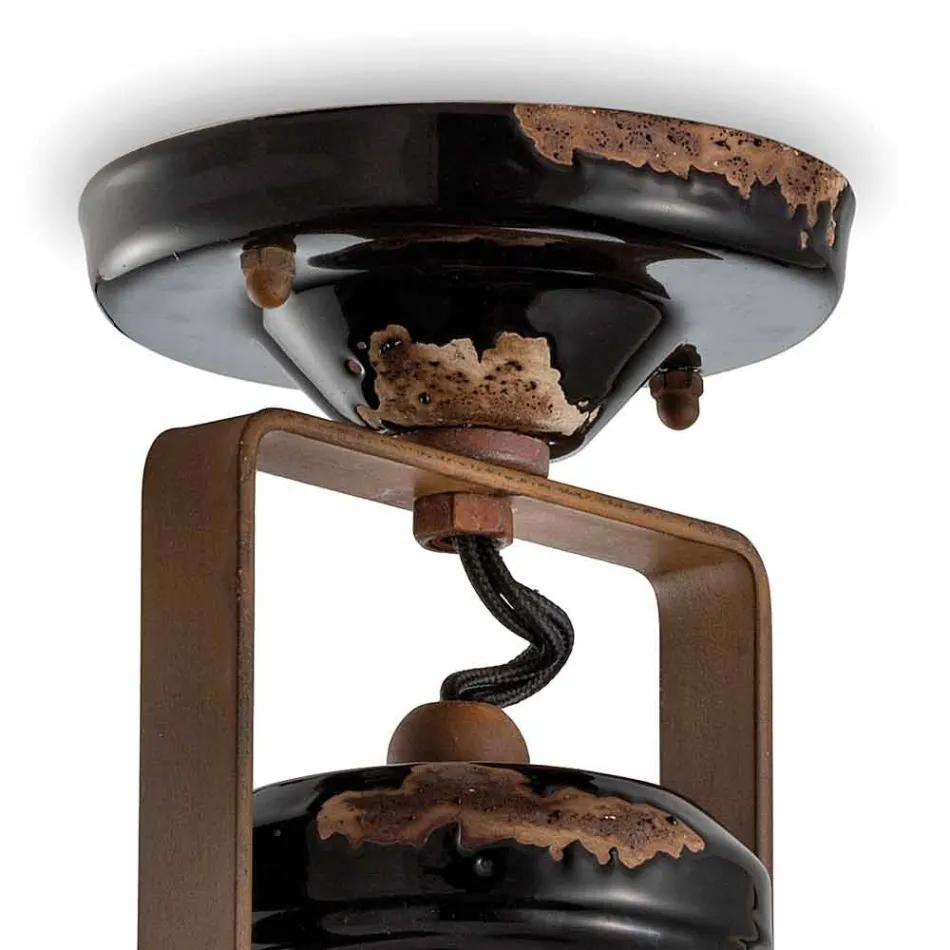 Lámpara de techo proyector de cerámica techo, vidrio y metal Bryanna viadurini