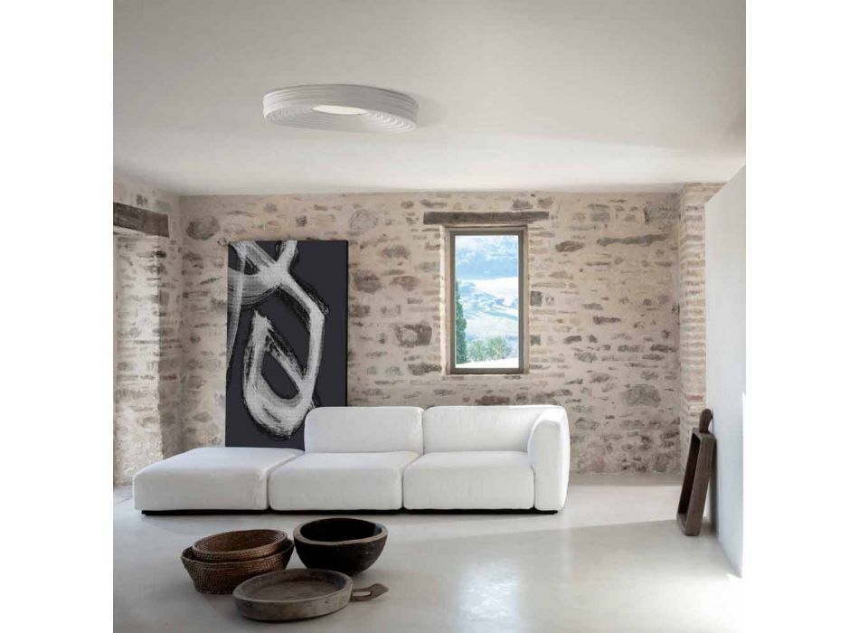 Lámpara de techo de diseño moderno para sala de estar en yeso blanco mate - Regaliz viadurini