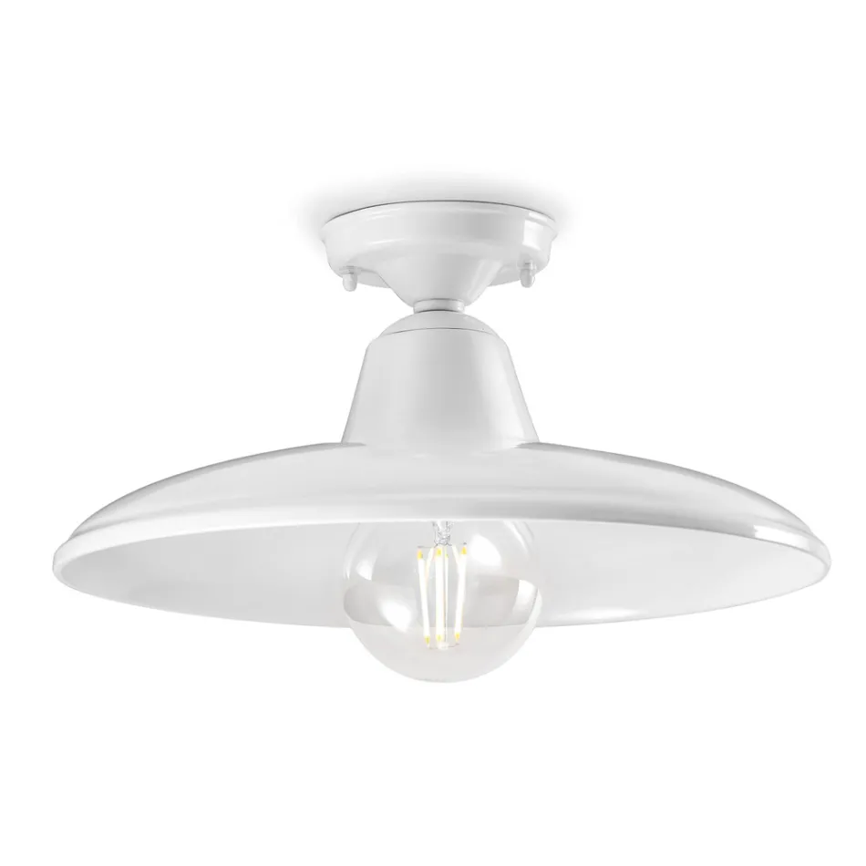 Lámpara de techo de hierro y cerámica negra de diseño vintage industrial - Bew viadurini