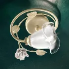 Lámpara de Techo en Hierro, Vidrio Arenado y Decoración de Rosas de Cerámica - Siena viadurini