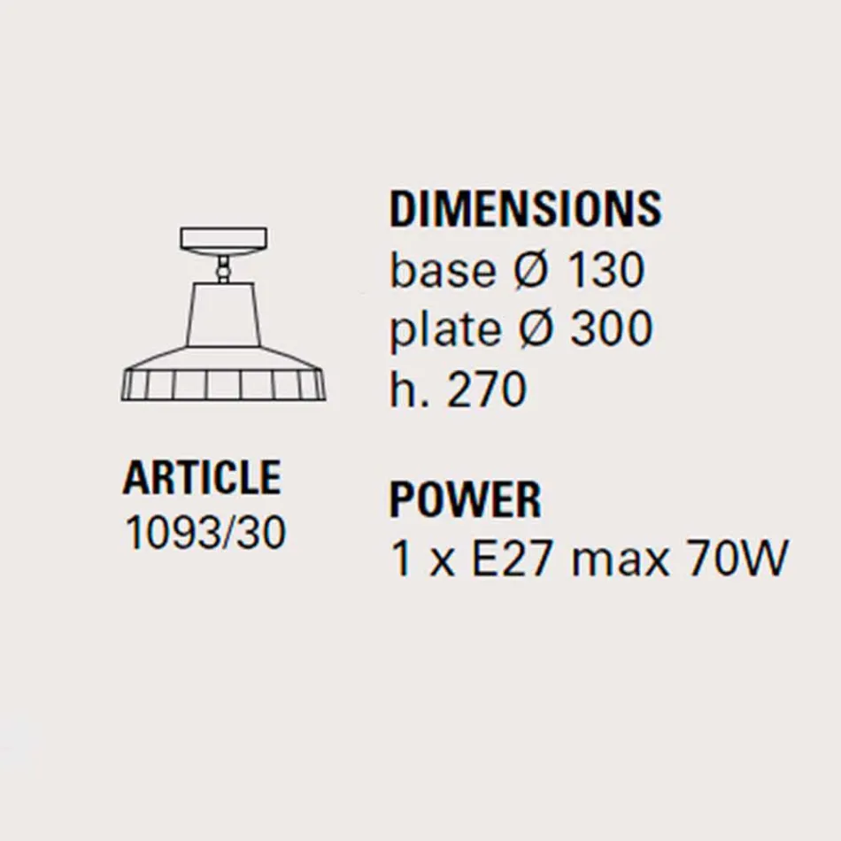 Lámpara de techo en mayólica toscana y latón, 30 cm, Rossi - Toscot viadurini
