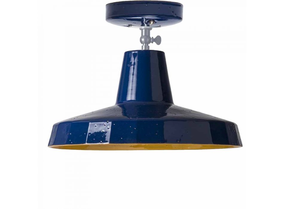 Lámpara de techo en mayólica toscana y latón, 42 cm, Rossi - Toscot viadurini