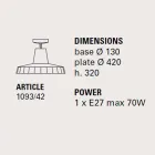 Lámpara de techo en mayólica toscana y latón, 42 cm, Rossi - Toscot viadurini