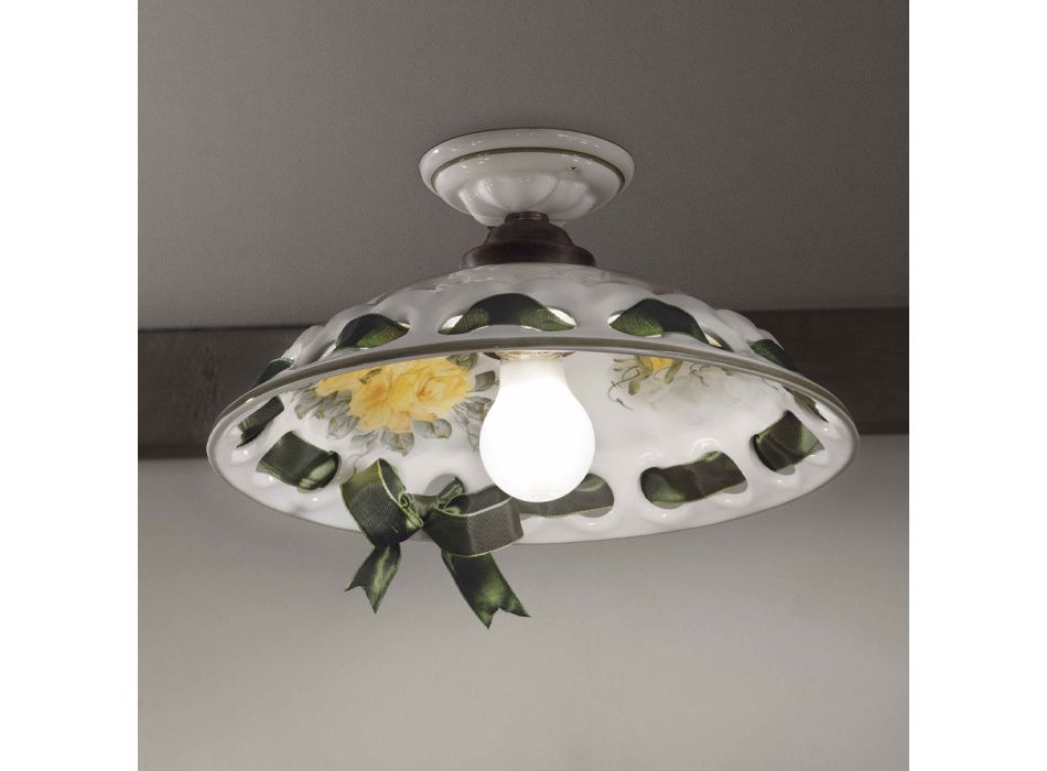 Lámpara de techo hecha a mano en metal y cerámica con Passanastri - Nápoles viadurini