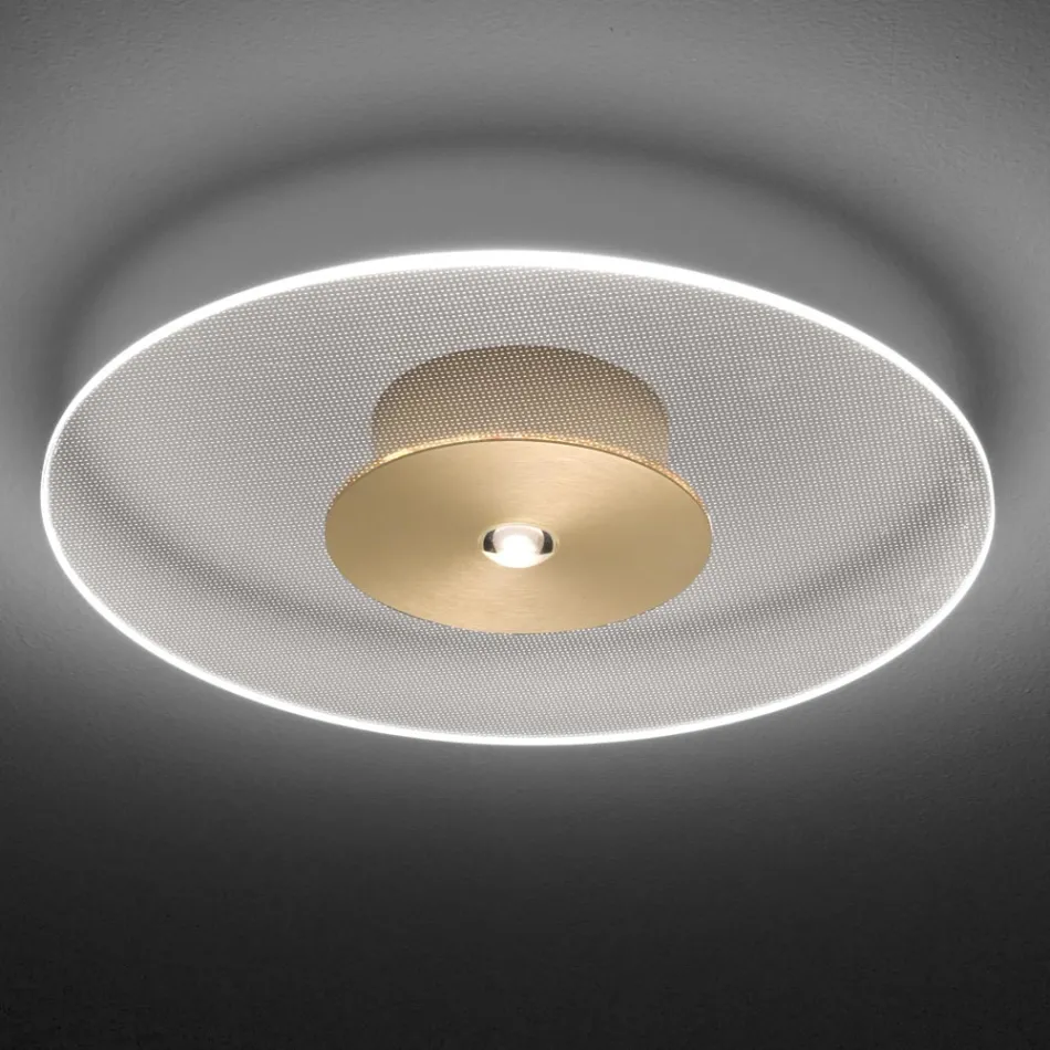 Lámpara de techo de metal con difusor de plexiglás micropunteado - Nora viadurini