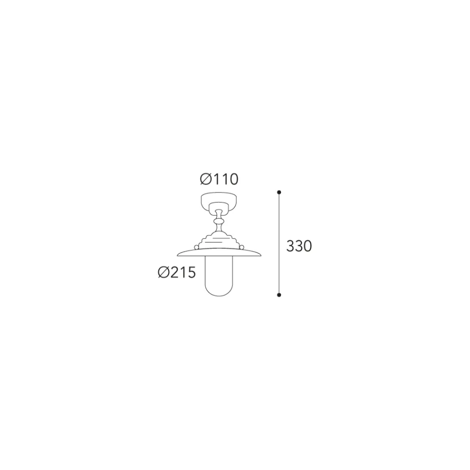 Lámpara de techo vintage de latón para exterior, cristal transparente, IP44 - Elfico viadurini