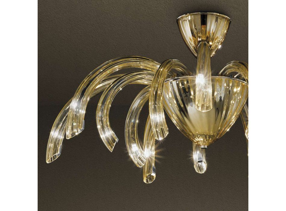 Lámpara de techo veneciana de vidrio y metal hecha a mano en Italia - Jason viadurini