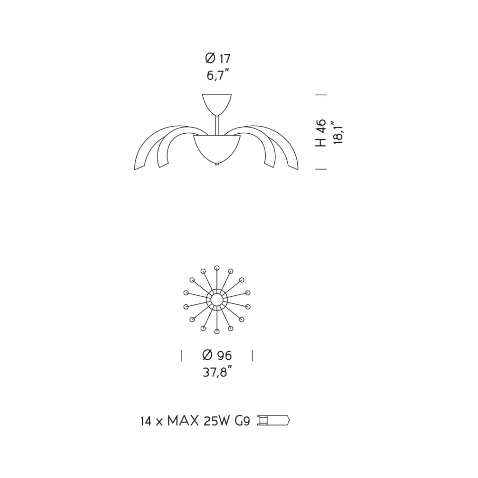 Lámpara de techo veneciana de vidrio y metal hecha a mano en Italia - Jason viadurini
