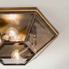Lámpara de techo vintage de vidrio y latón bruñido, 2 tamaños - Tapa dura de Il Fanale viadurini