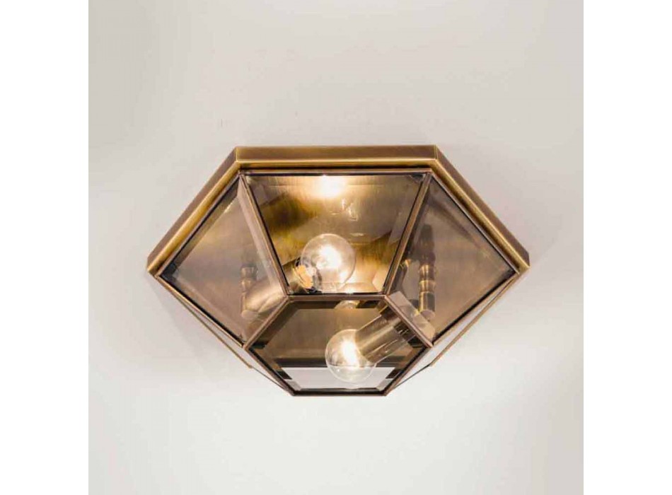 Lámpara de techo vintage de vidrio y latón bruñido, 2 tamaños - Tapa dura de Il Fanale viadurini